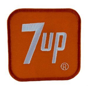 7 Up Logo Square Patch Orange Embroidered Iron On Sew Badge Soda Pop Soft Drink